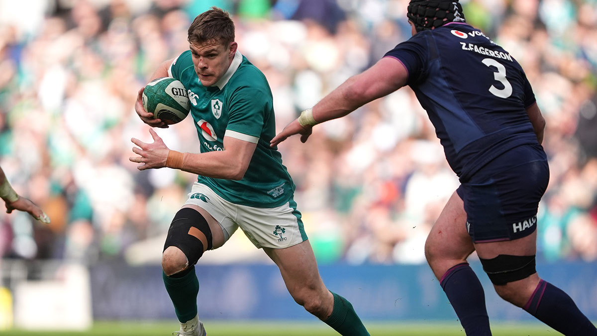 Garry Ringrose in action for Ireland v Scotland during 2026 Six Nations