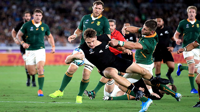 George Bridge scores a try for New Zealand v South Africa in World Cup Pool B match