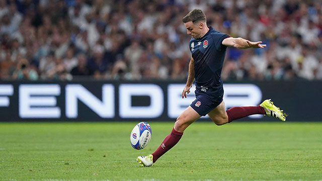 George Ford kicks a penalty for England v Argentina during 2023 Rugby World Cup
