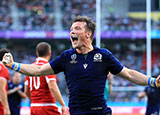 George Horne celebrates scoring a try for Scotland v Russia in World Cup