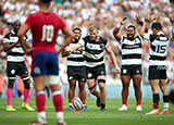 George Kruis kicks a conversion for the Barbarians against England at Twickenham