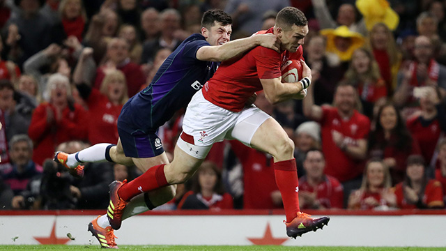 George North Scores a try against Scotland in the opening Autumn International