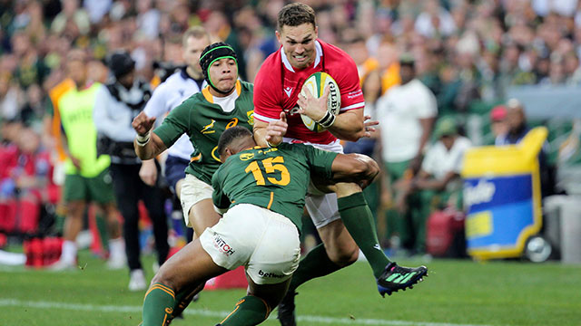 George North is tackled by Damian Willemse during 3rd Test of 2022 summer tour