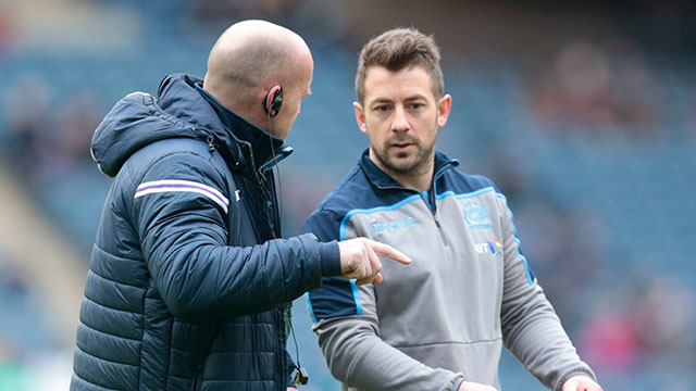 Gregor Townsend and Greig Laidlaw discuss tactics during 2019 Six Nations