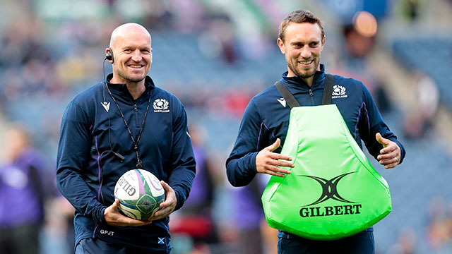 Gregor Townsend and Mike Blair before the Scotland v Georgia World Cup warm up match