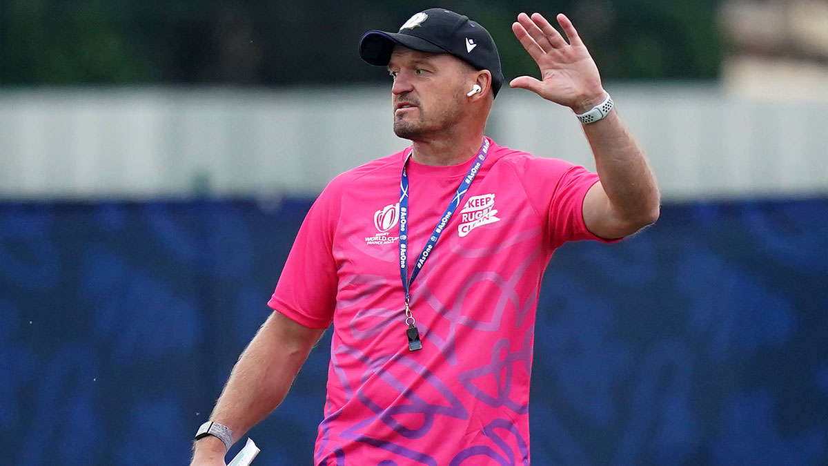 Gregor Townsend at Scotland training session before Tonga match at 2023 Rugby World Cup