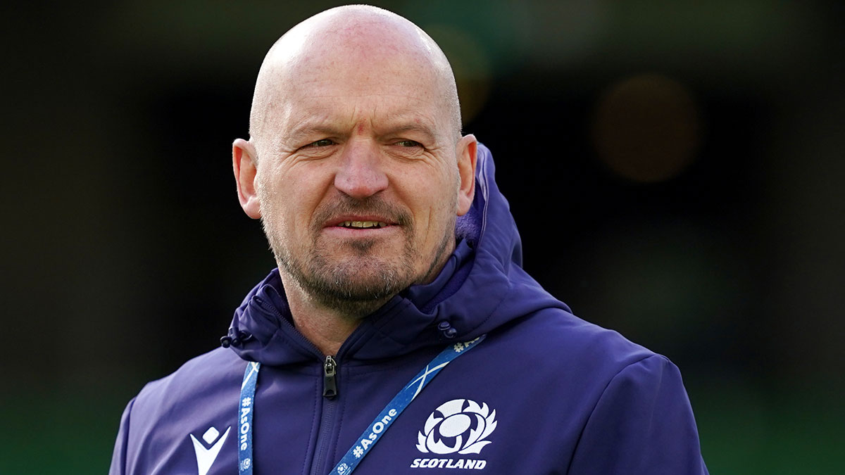 Gregor Townsend at a Scotland training session in Dublin during 2024 Six Nations
