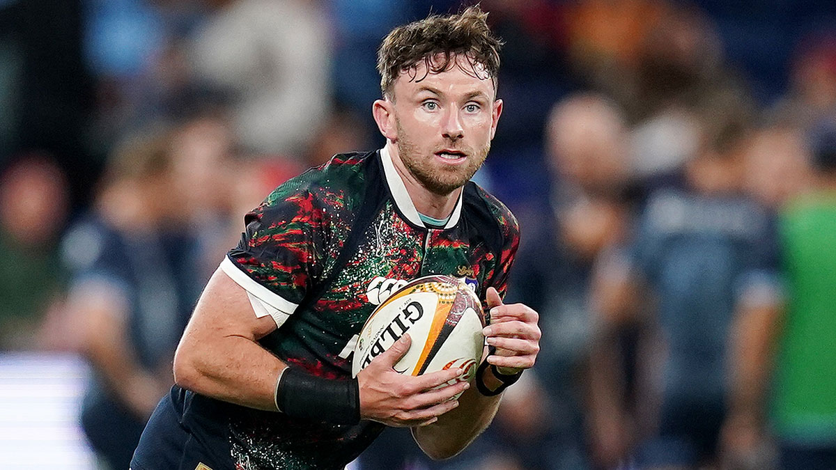 Hugo Keenan warming up for Lions v NSW Waratahs match during 2025 tour