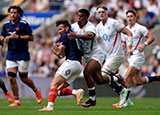Immanuel Feyi-Waboso tackles Antoine Hastoy in the England XV v France XV match before 2025 Summer tour