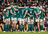 Ireland players huddle during Ireland v Italy match in 2026 Six Nations