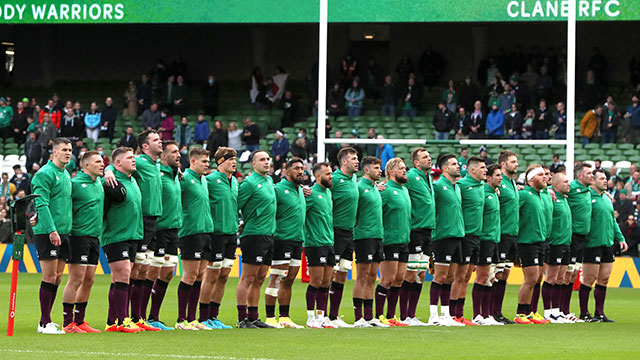 Ireland players line up against Japan in 2021 autumn internationals