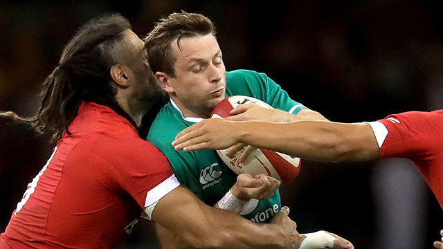 Jack Carty in action for Ireland v Wales at Principality Stadium