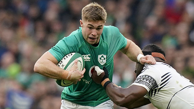 Jack Crowley in action for Ireland v Fiji during 2022 Autumn Internationals