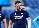 Jack Dempsey at team run ahead of Scotland v France match during 2026 Six Nations