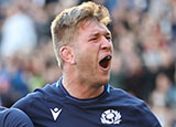 Jamie Hodgson celebrates a Scotland try against Tonga during 2021 Autumn Internationals