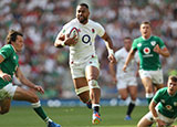 Joe Cokanasiga scores his second try for England against Ireland at Twickenham