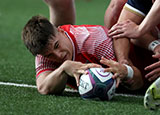 Joe Hawkins scores for Wales against Scotland during U20 Six Nations