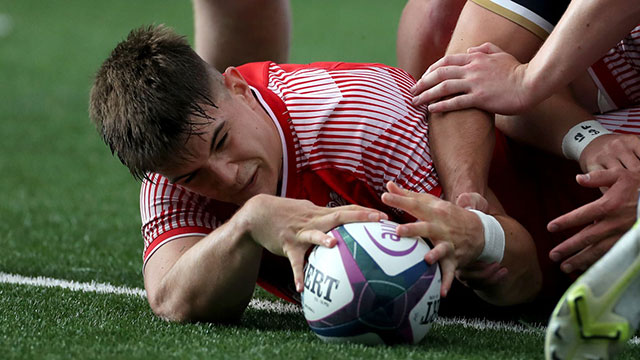 Joe Hawkins scores for Wales against Scotland during U20 Six Nations