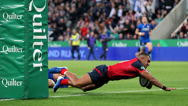 Joe Marchant scores a try for England v Italy at St James Park