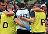 Joey Carbery leaves the field injured during the Ireland v Italy match