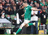 Johnny Sexton attempts a conversion during Ireland v New Zealand match in 2021 autumn internationals