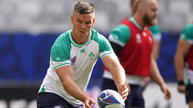 Johnny Sexton during Ireland Captains Run before Romania match at 2023 Rugby World Cup