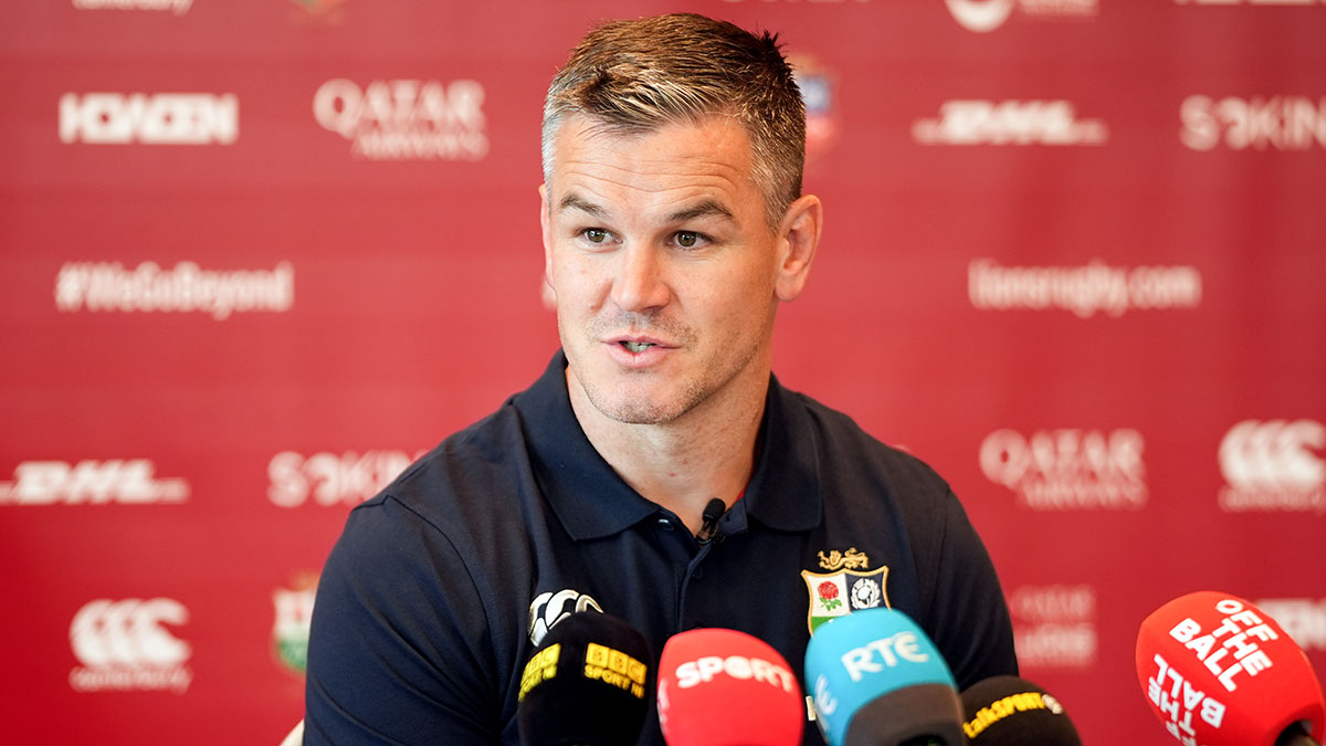 Johnny Sexton during a press conference ahead of 2025 Lions v Argentina match
