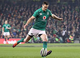 Jonathan Sexton takes a goal kick during the 2018 Autumn Internationals