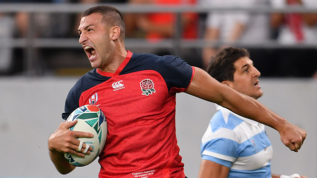 Jonny May in action for England v Argentina at World Cup