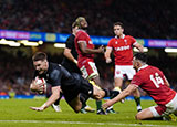 Jordie Barrett scores a try for New Zealand against Wales during 2022 Autumn Internationals