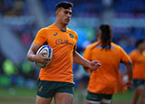 Joseph Suaalii warms up before Scotland v Australia match during 2024 autumn internationals