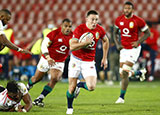 Josh Adams runs through to score his fourth try for Lions v Sigma Lions