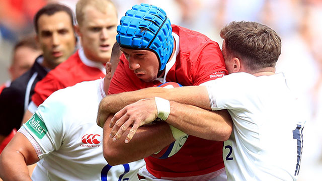Justin Tipuric in action for Wales against England in World Cup warm up match at Twickenham
