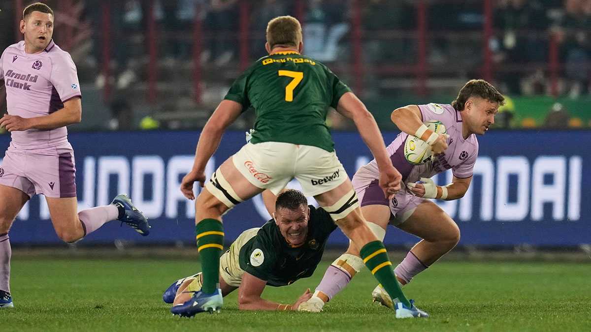 Kyle Rowe in action for Scotland against South Africa during 2026 Nations Championship