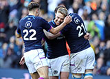 Kyle Steyn celebrates scoring his fourth try in the Scotland v Tonga 2021 autumn international