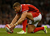 Leigh Halfpenny lines up a kick for Wales v England during 2023 Summer Internationals