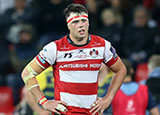 Lewis Ludlow in action for Gloucester against Cardiff Blues