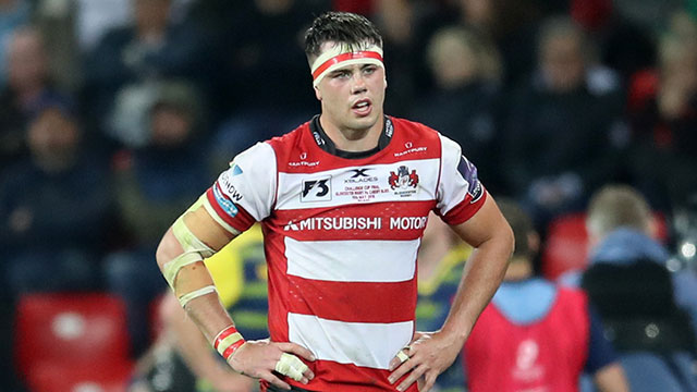Lewis Ludlow in action for Gloucester against Cardiff Blues