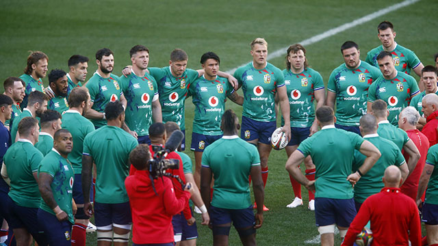 Lions gather for a talk during captain's run before 2nd Test