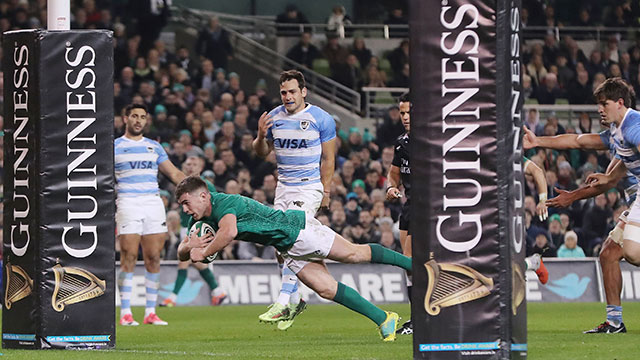 Luke McGrath scores a try for Ireland v Argentina