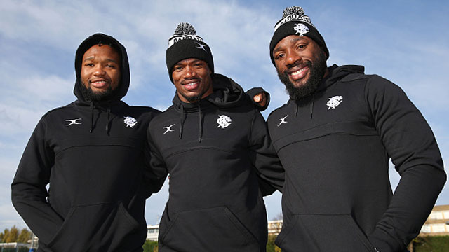 Lukhanyo Am Makazole Mapimpi and Tendai Mtawarira at Barbarians training session