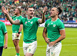 Mack Hansen and James Lowe after Ireland v Scotland match at 2023 Rugby World Cup