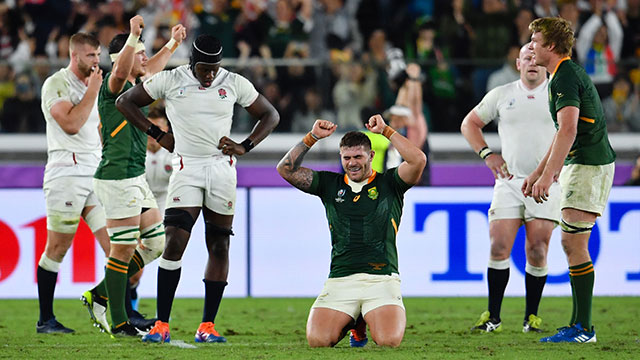 Malcolm Marx celebrates as South Africa beat England to win 2019 Rugby World Cup