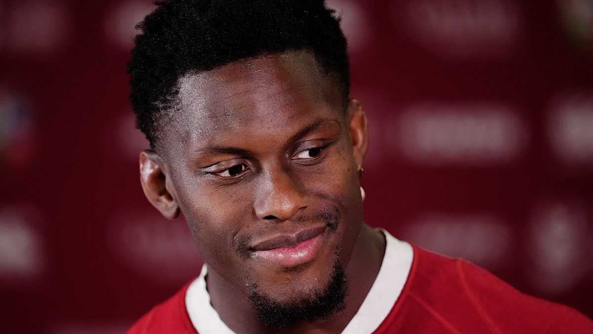 Maro Itoje during the 2025 Lions squad announcement