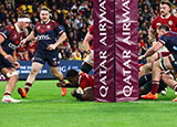 Maro Itoje scores a try for Lions against Queensland Reds during 2025 Lions tour