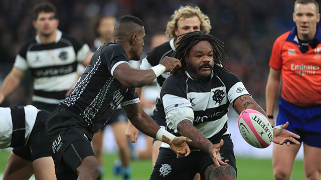 Mathieu Bastareaud in action for the Barbarians v Fiji at Twickenham