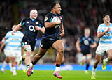 Max Ojomoh scores a try for England v Argentina during 2025 Autumn Internationals