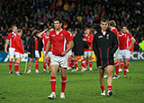 Mike Phillips and Sam Warburton appear dejected after the final whistle at Eden Park in 2011 World Cup