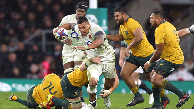 Nathan Hughes playing for England against Australia