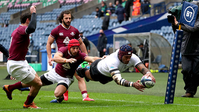 Nemani Nadolo scores a try for Fiji against Georgia in 2020 Autumn Nations Cup